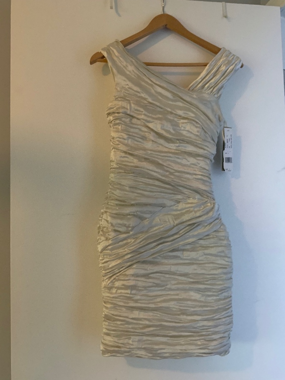 NWT Vintage Nicole MIller Ruched champagne cockatiel dress